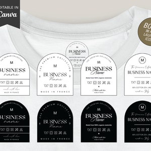 Custom Clothing Tags Template, Editable Care Card, DIY tshirt Neck Label Tags, Wash Care Card, Garment Care Template, Clothing Starter Pack