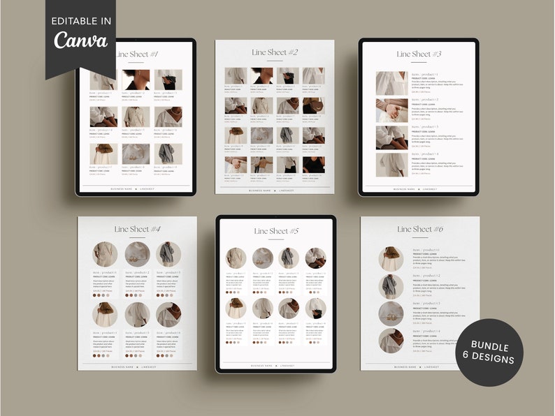 Printable Line Sheet Template, Wholesale Line Sheet, Wholesale ...