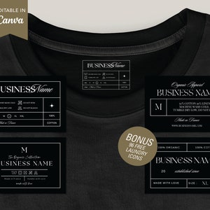 Custom Clothing Tags, Care Card Template Bundle, DIY tshirt Neck Tags, Wash Care Card, Garment Care Label Template, Clothing Starter Pack