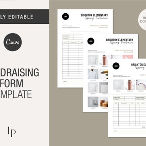 Fundraiser Template, Charity Events, School Fundraising Form, Editable Charity Events Form, Donation Form, Donation Tracker, Canva Template