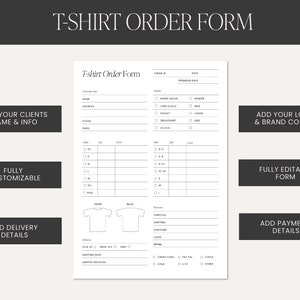 T-shirt Order Form Canva Template, Editable and Printable Tshirt ...