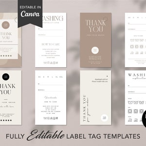 Custom Clothing Labels Canva Template, Editable Washing Instructions Template, DIY tshirt Label Tags, Wash Care Card, Garment Care Template