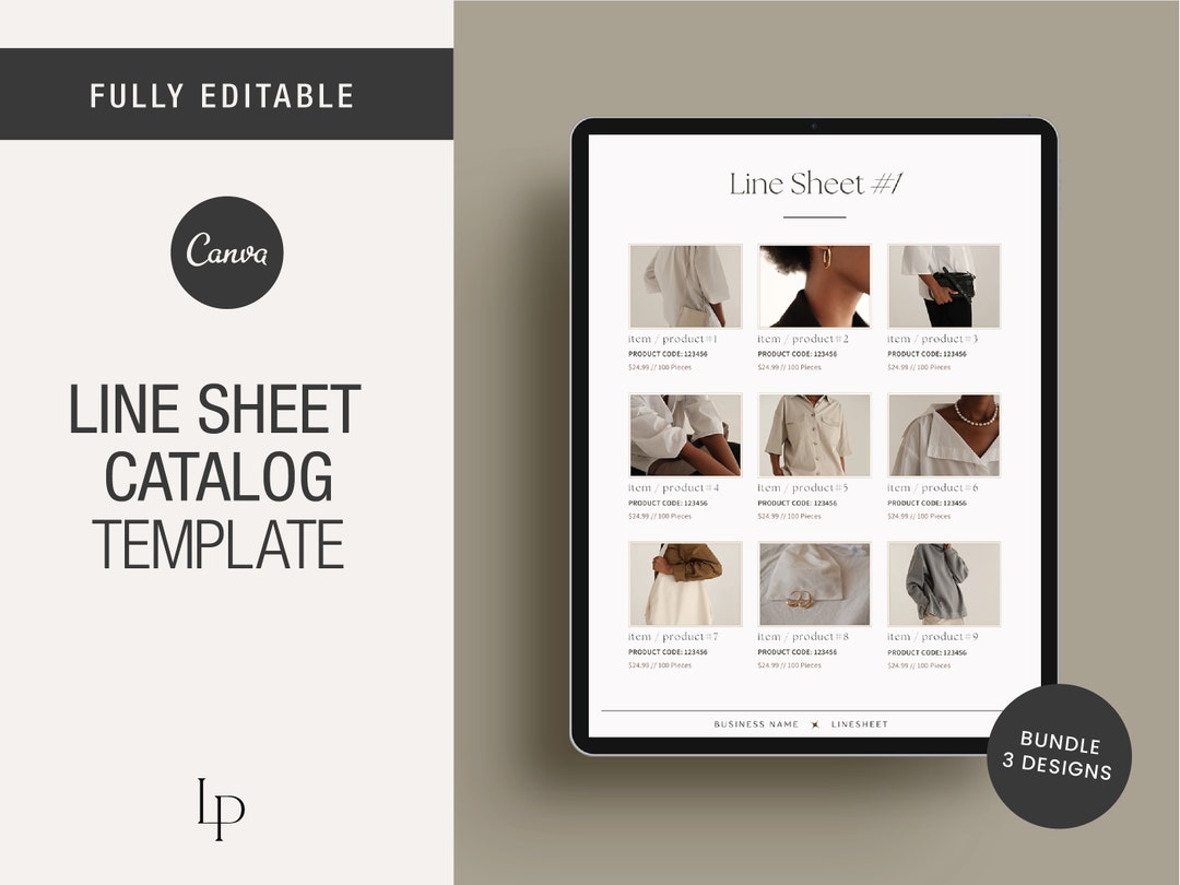Wholesale Line Sheet Catalog Template, Canva Line Sheet, Pricing Ebook