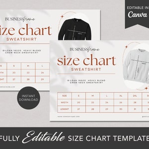 Gildan Size Chart Template, Unisex Sweatshirt Mockup, Canva Size Guide Mockup, Gildan 18000 crewneck sweatshirt, Editale Size Chart Gildan