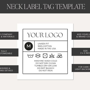 Editable Clothing Tag Template DIY Tshirt Neck Label Tags - Etsy