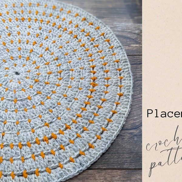 Easy Crochet Placemat Pattern. Round Placemat. Crochet Table Mat Pattern. Mandala Placemat Crochet Pattern. Crochet Home Decor Pattern.