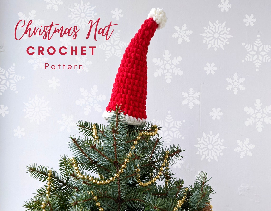 Pattern Hat Tree Topper Crochet Pattern Plush Santa Hat Etsy