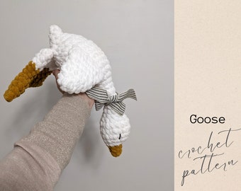 Cuddle Goose Crochet Pattern, Goose Plush Tutorial - Crochet Pattern Photo Instructions, Soft Velvet Toy Goose, Stuffed Goose, Crochet Goose