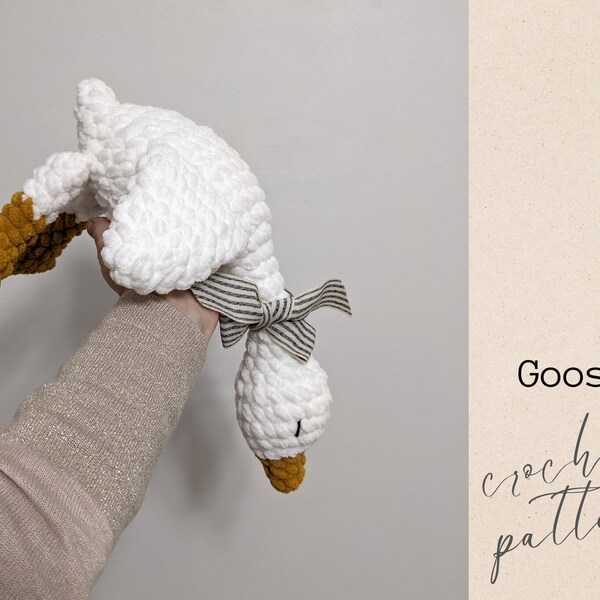 Cuddle Goose Crochet Pattern, Goose Plush Tutorial - Crochet Pattern Photo Instructions, Soft Velvet Toy Goose, Stuffed Goose, Crochet Goose