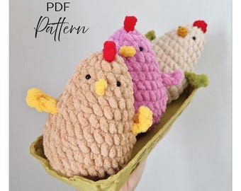 Schema all'uncinetto per un pulcino pasquale di peluche - Pulcino super veloce in ciniglia da 5 pollici, progetto amigurumi in velluto veloce