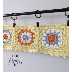 Granny Square Flower Crochet Window Valance Pattern (PDF)
