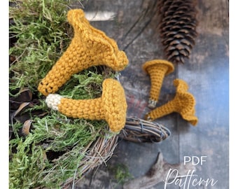 Amigurumi Mushroom - Funghi Finferli Set 2 modelli - Funghi all'uncinetto - Decorazioni pasquali