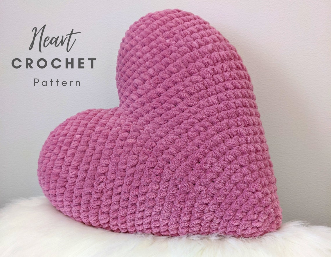 Crochet Heart Pattern Plush Heart Pillow PDF Pattern Crochet Etsy