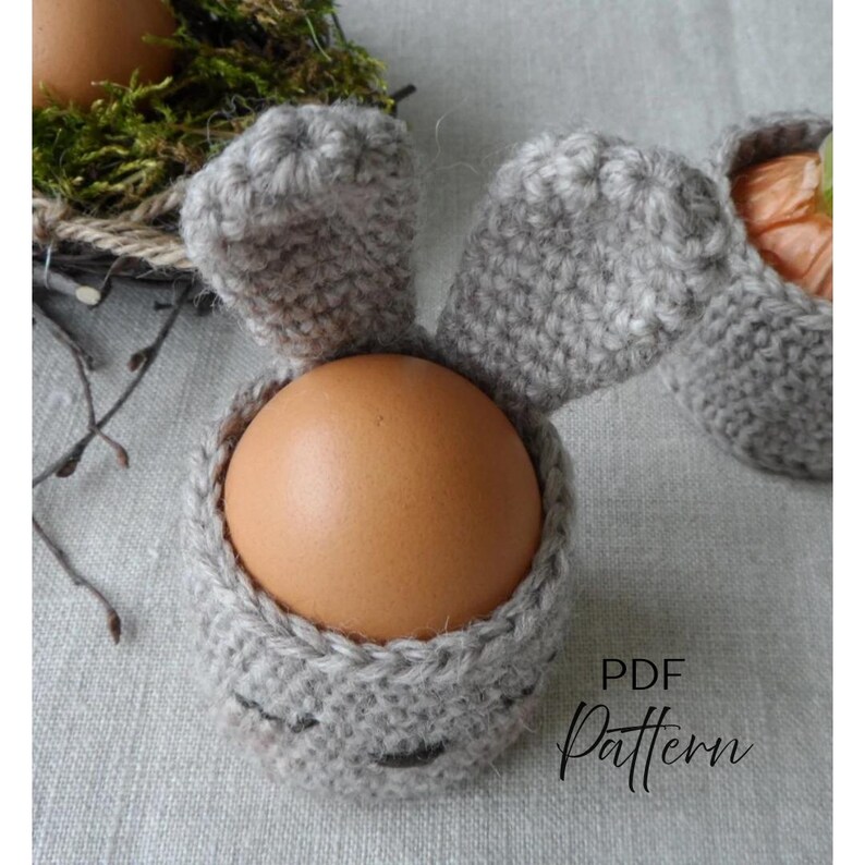 Crochet Easter Bunny Egg Cozy Basket Pattern (PDF) image 1