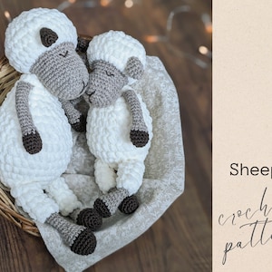 Cute lamb crochet pattern two sizes. Lamb crochet toy step-by-step tutorial. DIY plush lamb amigurumi.