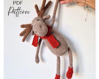 PDF Crochet Pattern – Woodland Style Christmas Moose (Amigurumi)