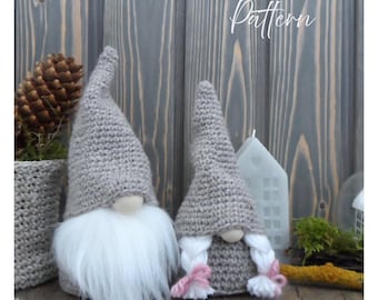 Christmas Gnome Crochet Pattern – Scandinavian Amigurumi Gnomes in 2 Sizes (PDF Digital Tutorial)