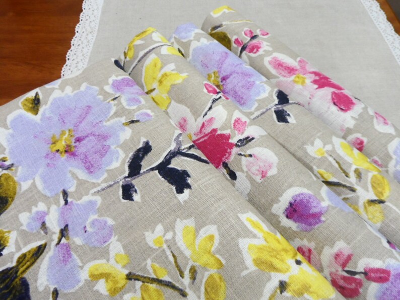 Floral linen napkins. Tea napkins. 100 Natural Linen vibrant Etsy