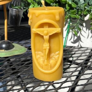 Holy Family Decorative Catholic Candle: 100 Percent Pure Beeswax, 27 Hour Burn, 2x4", Hand Poured, Cotton Wick