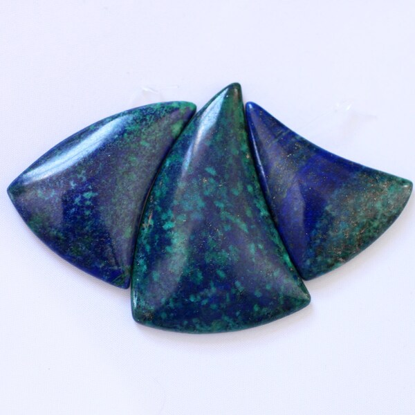 Carved Lapis Lazuli and Chrysocolla Set - 30mm x 40mm - 38mm x 53mm