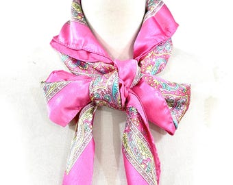 Pink square scarf/ Pink base Scarf/ Viscose Printed scarf/ Paisley Pattern shawl scarf/ All season scarf/ Women’s fashion scarf/ Shawl/wrap.