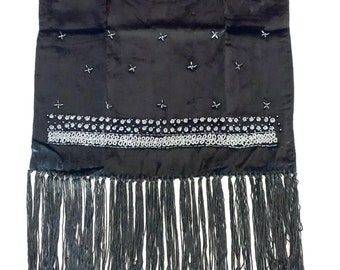 Luxurious Black velvet shawl, hand embroidered at border, formal winter shawl, 100% Viscose Velvet Shawl, women fashion shawl.