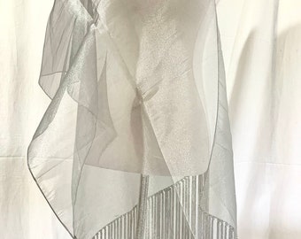 silver organza wrap evening