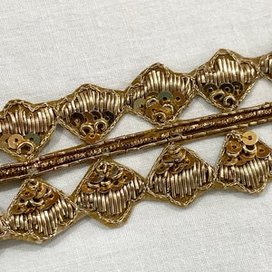 Antique Golden Trim, Gold Zardosi Trim, Hand beaded trim, Wedding Trim, Home decor Trim,  Antique Gold embroidered trim, Hand made trim.