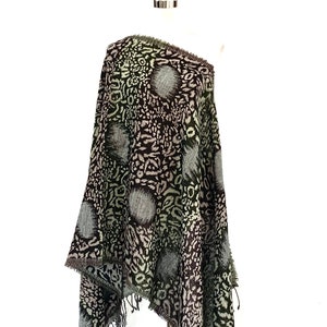 Wide woollen shawl, Animal Pattern pure wool shawl, Grey n Brown Reversible jacquard shawl, women’s winter fashion shawl.