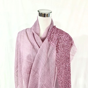 Pale Pink silk wool sequins wrap, hand embroidered sequins shawl, evening wear shawl, all season formal wrap, Feel good wrap.