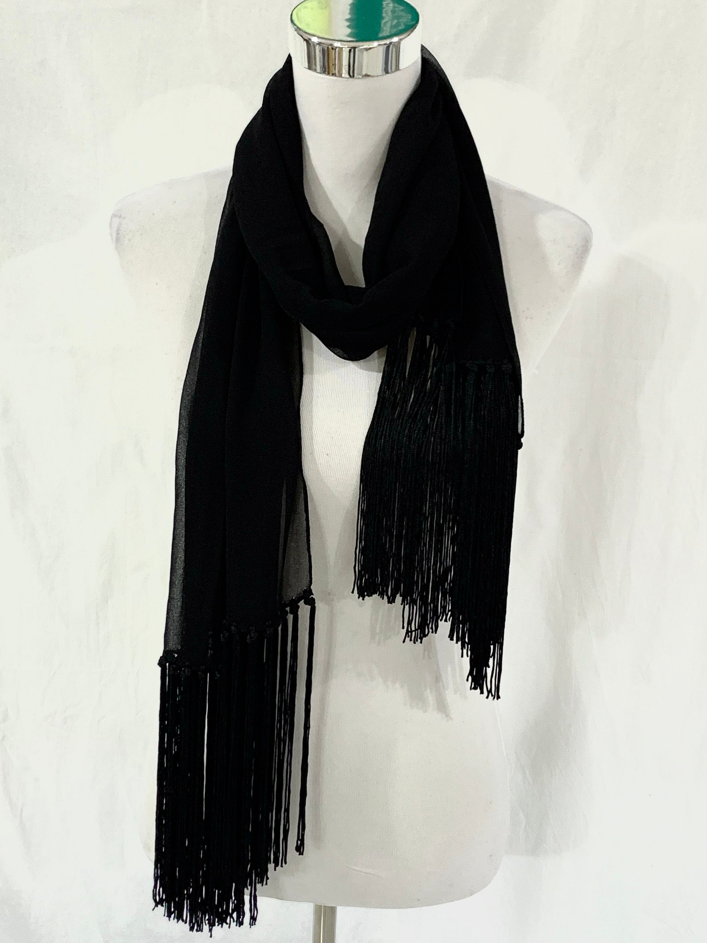 Classic Black Shawl Plain Black Fringed Shawl Must Have - Etsy Australia