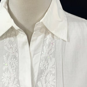 Small size White cotton Kaftan no 15, White Collared Summer top, Feel good cotton hand embroidered top, casual n formal cotton top.k