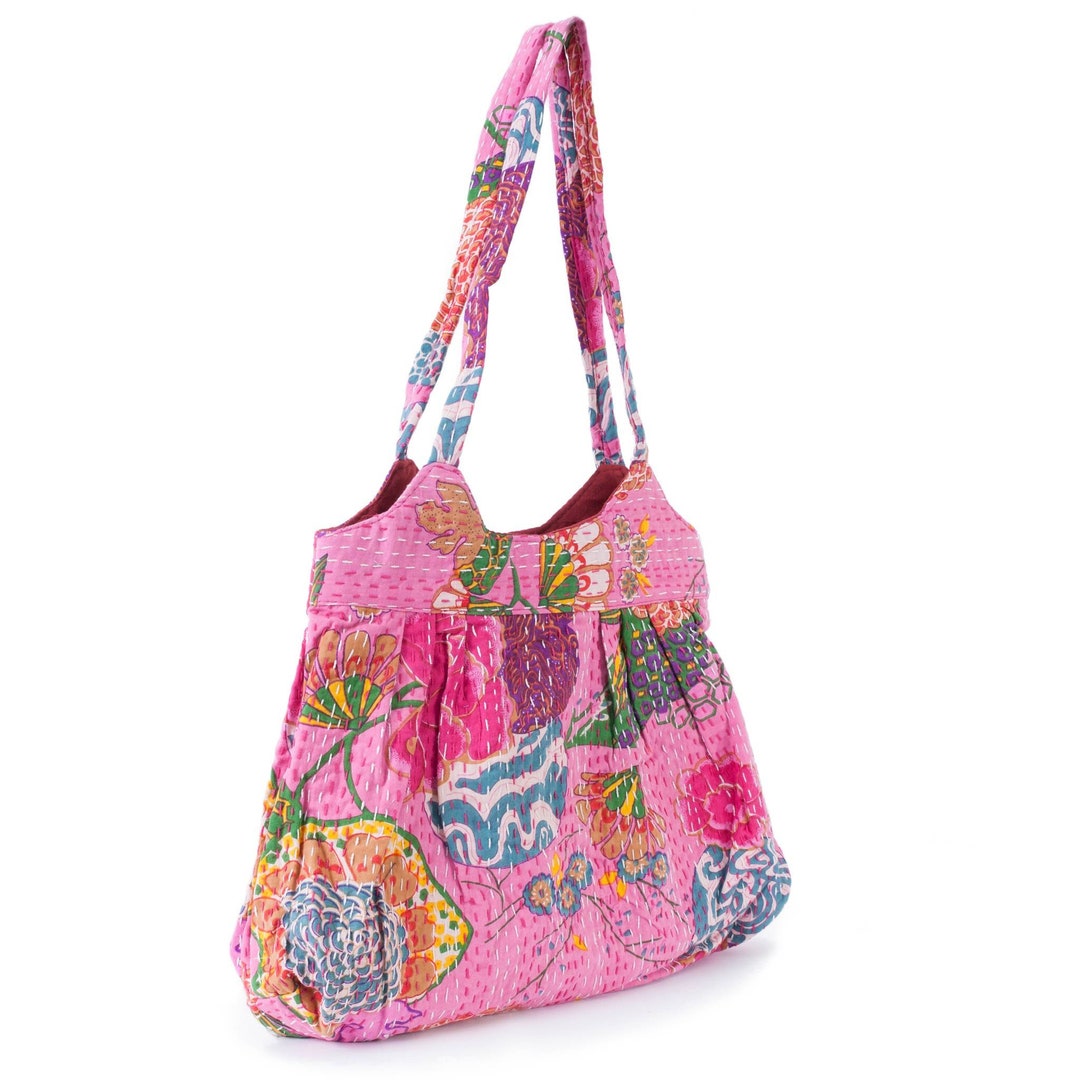 Embroidered Pink Floral Bag - Etsy Australia