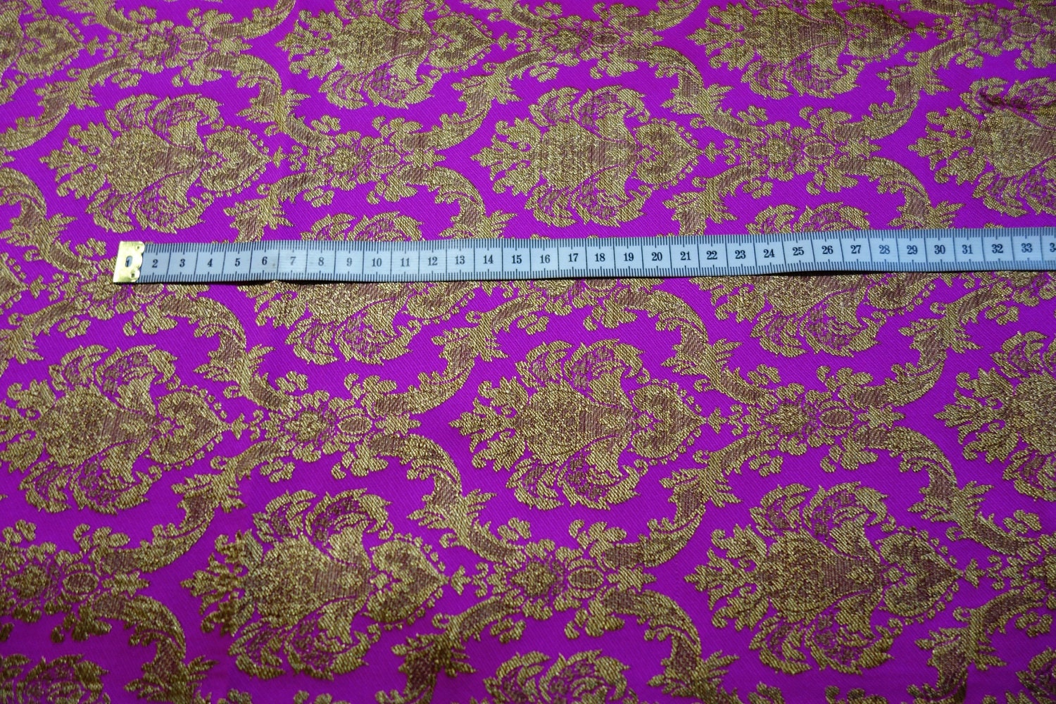Hot Pink Art Silk Fabric Vintage Gold Brocade Fabric Etsy Australia