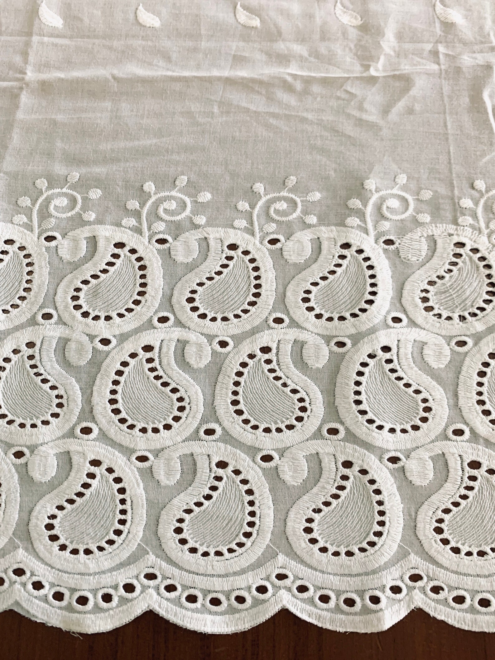 Embroidered Terry Cotton Fabric White Lace Trim Scallop Edge Etsy