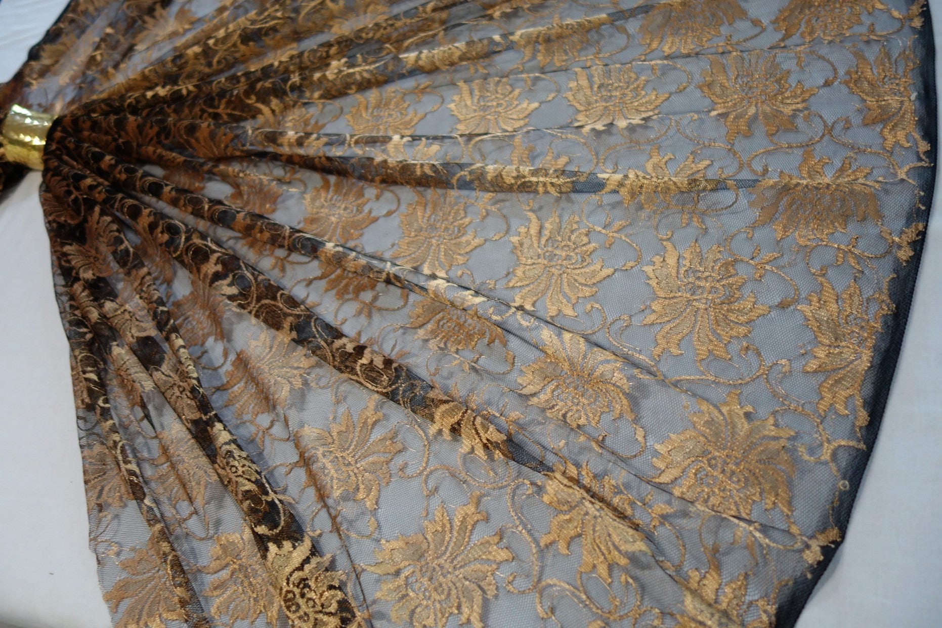 Black Lace Fabric Party Dress Fabric Floral Print Fabric Etsy