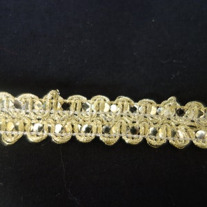 Gold Lace Trim Wide Lace Trim Gold Ribbon Trim Gold Wave Ribbon Trim With Sequence image 2