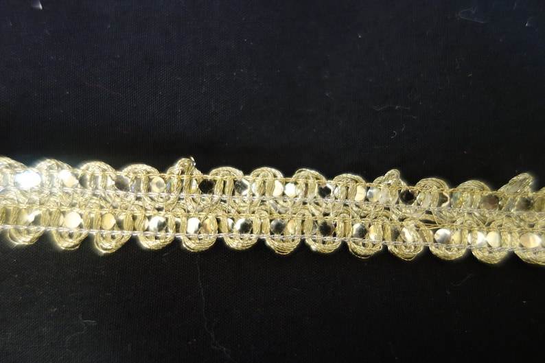 Gold Lace Trim Wide Lace Trim Gold Ribbon Trim Gold Wave Ribbon Trim With Sequence image 2