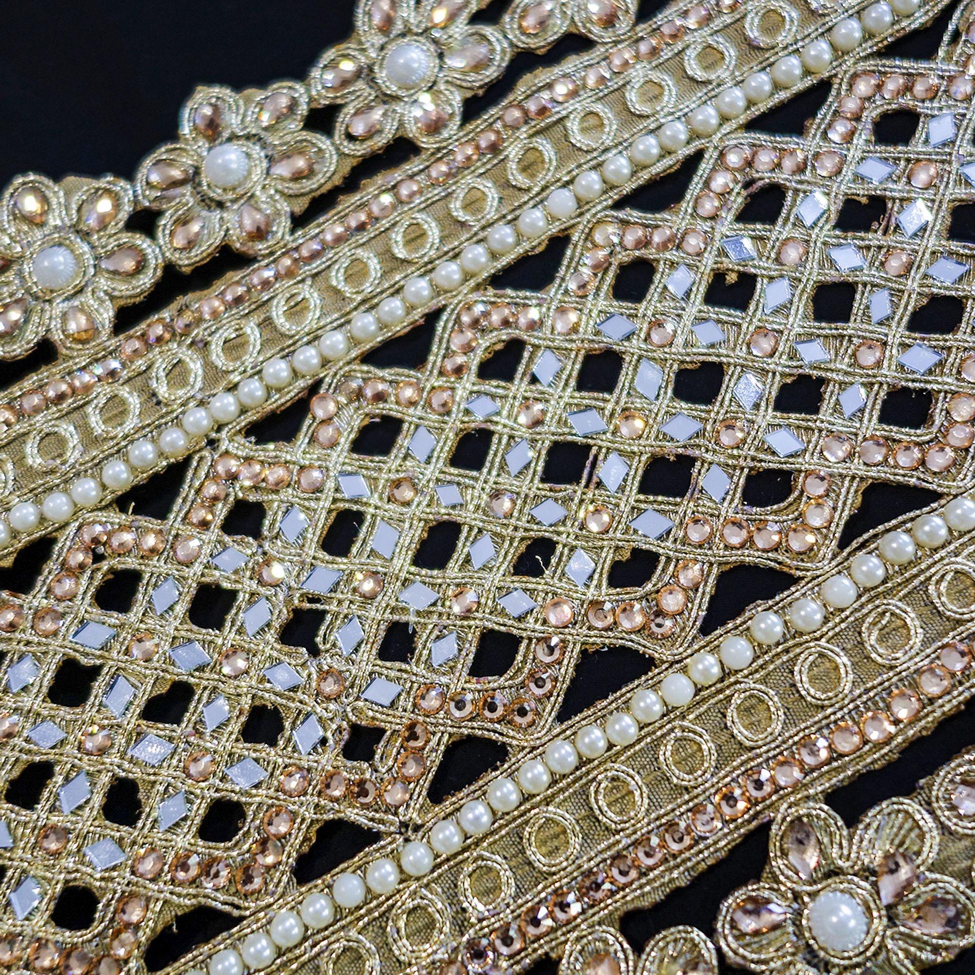 Rhinestones Trim Crystal Trim Golden Trim Beaded Trim