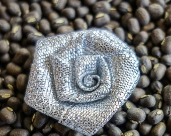 Miniature Sheer White Coiled Ribbon Roses With Embroidered | Etsy