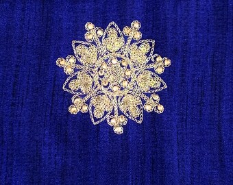 Pizzo Ricamato In Seta Poliestere Per Fai Da Te - Decorazione Abbigliamento 14,5cm, 7 Colori, Blu Navy - Foto 6