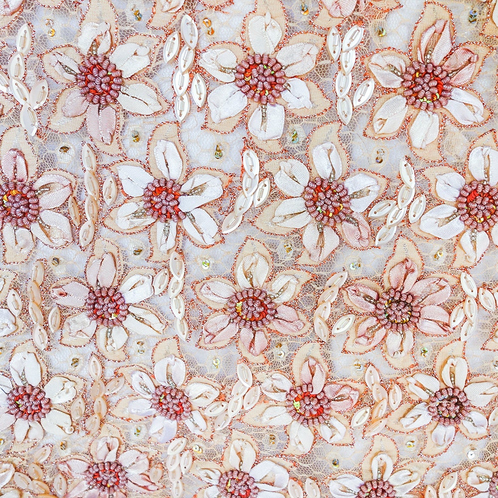 Buy Apricot Lace Fabric Online In India -  India