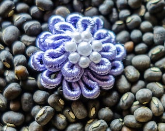 Miniature Purple Layered Squiggle Flowers with Beaded Centers