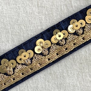2 Meter Blau n Gold Zierleiste, Marineblau N Gold Zierleiste, Gold Metallic Stickerei Zierleiste, Rohseide Zierleiste, DIY Nähen Zierleiste, Wohnkultur.