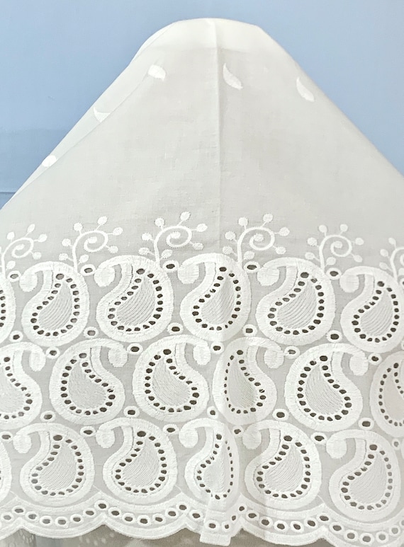 White Embroidered Fabric, White Terry Cotton fabric, Scallop Edge Fabric, formal n casual wear Fabric, DIY Sewing Fabric, Home Decor Fabric.