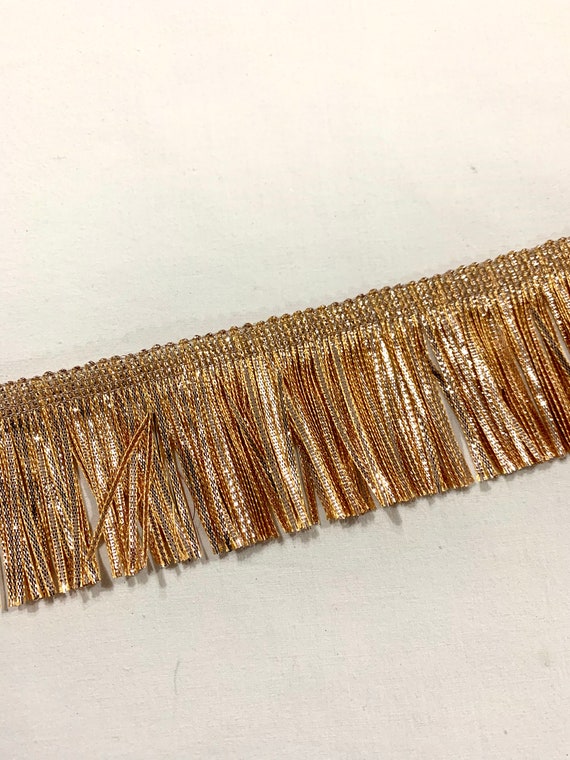 Copper Gold Fringe Trim Elegant Border Trim sari Border Trim Bridal Shower  Trim copper Gold Ribbon Fringe Trim 