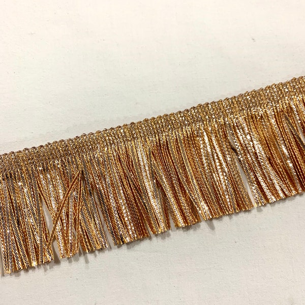 Copper Gold Fringe Trim - Elegant Border Trim - -Sari Border Trim - Bridal Shower Trim -Copper Gold ribbon fringe trim