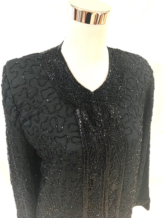 Black Silk Jacket black Beaded Jacket Hand Beaded Jacket cocktail Jacket Women Jacket all Season Jacket. Etsy UK