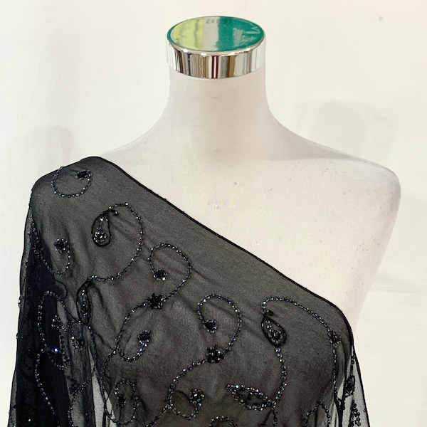 Beaded Georgette Black Shawl