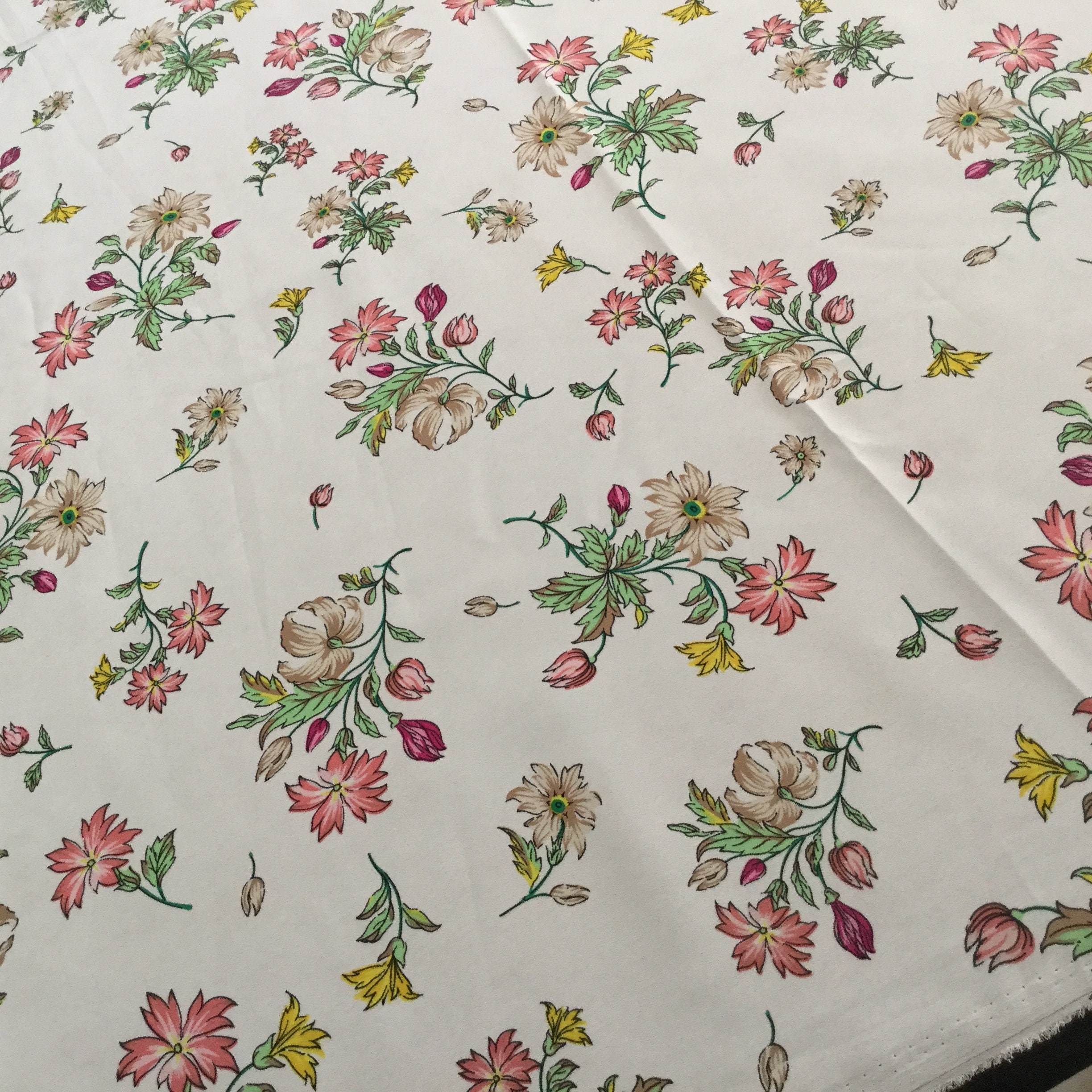 Elegant Floral Printed Fabric With White Base Etsy Australia